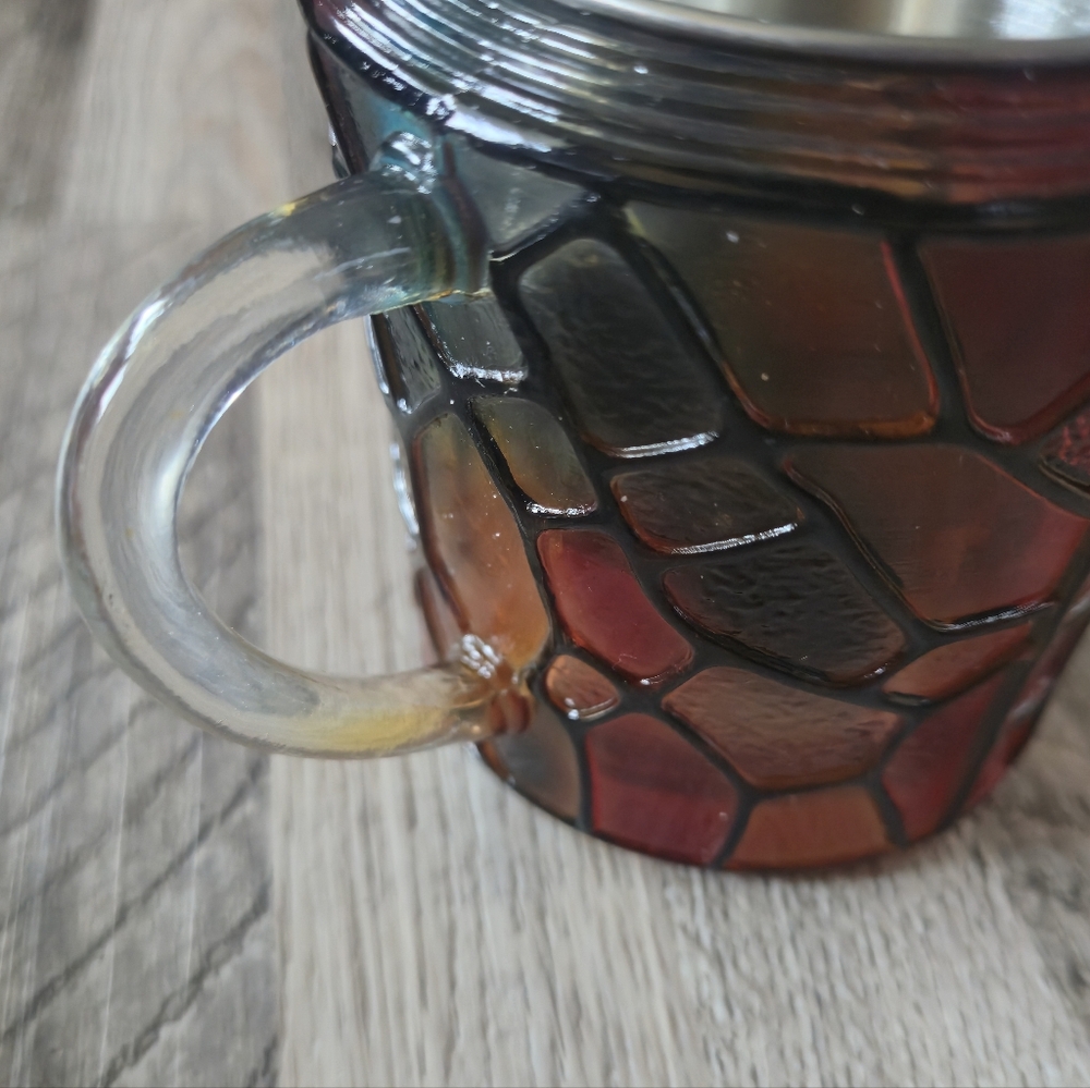 Unbranded Faux Stained Glass Mosaic Coffee Mug Resin Stainless Steel 3.5" New - Picture 5 of 8